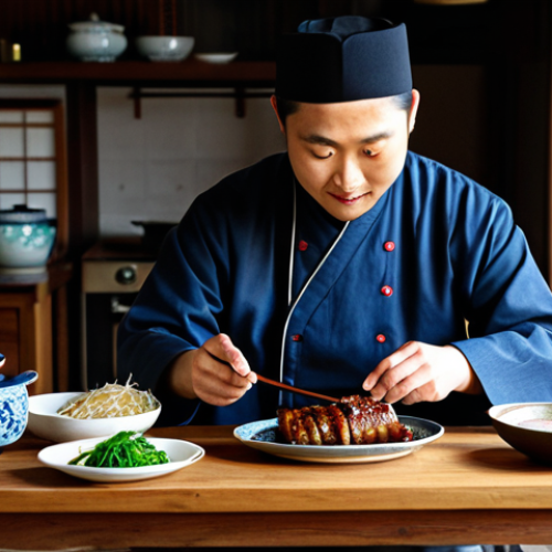 Home 6 Fermented Pork Miso Grill**
"A family-friendly scene depicting a perfectly cooked, fully clothed dish of Fermented Pork Miso Grill on a rustic wooden table, appropriate attire, safe for work. The pork is glistening with a rich miso glaze. In the background, a cozy Korean kitchen with traditional pottery and ingredients. Perfect anatomy, correct proportions, natural pose, professional food photography, high quality, well-formed hands, proper finger count, natural body proportions, fully clothed, modest clothing, appropriate content, professional."
**